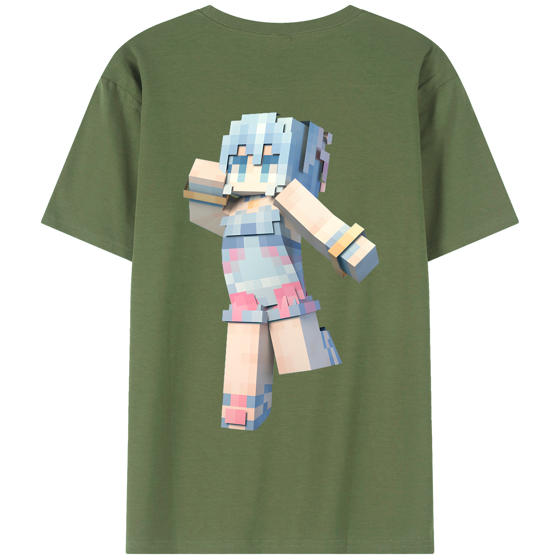 （画像用） マインクラフト ブロックの世界 Minecraft MC Block world 綿100％ メンズ半袖Tシャツ（バックプリント） 通気性